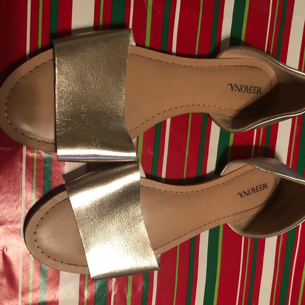 Gold slip on sandals